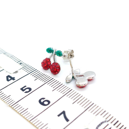 Zircon Cherry Stud Earrings - Sterling Silver
