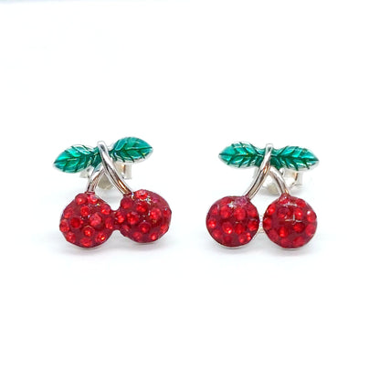 Zircon Cherry Stud Earrings - Sterling Silver