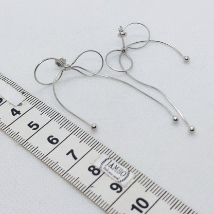 Bowknot Tassel Stud Earrings - Sterling Silver