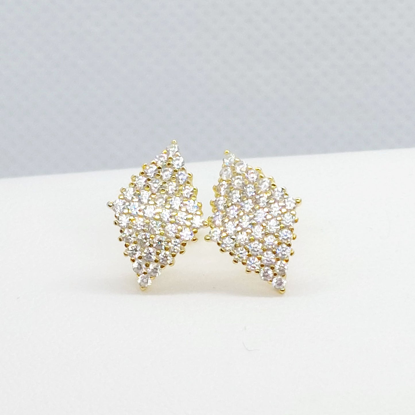 Zircon Stud Earrings - Sterling Silver Gold Plated