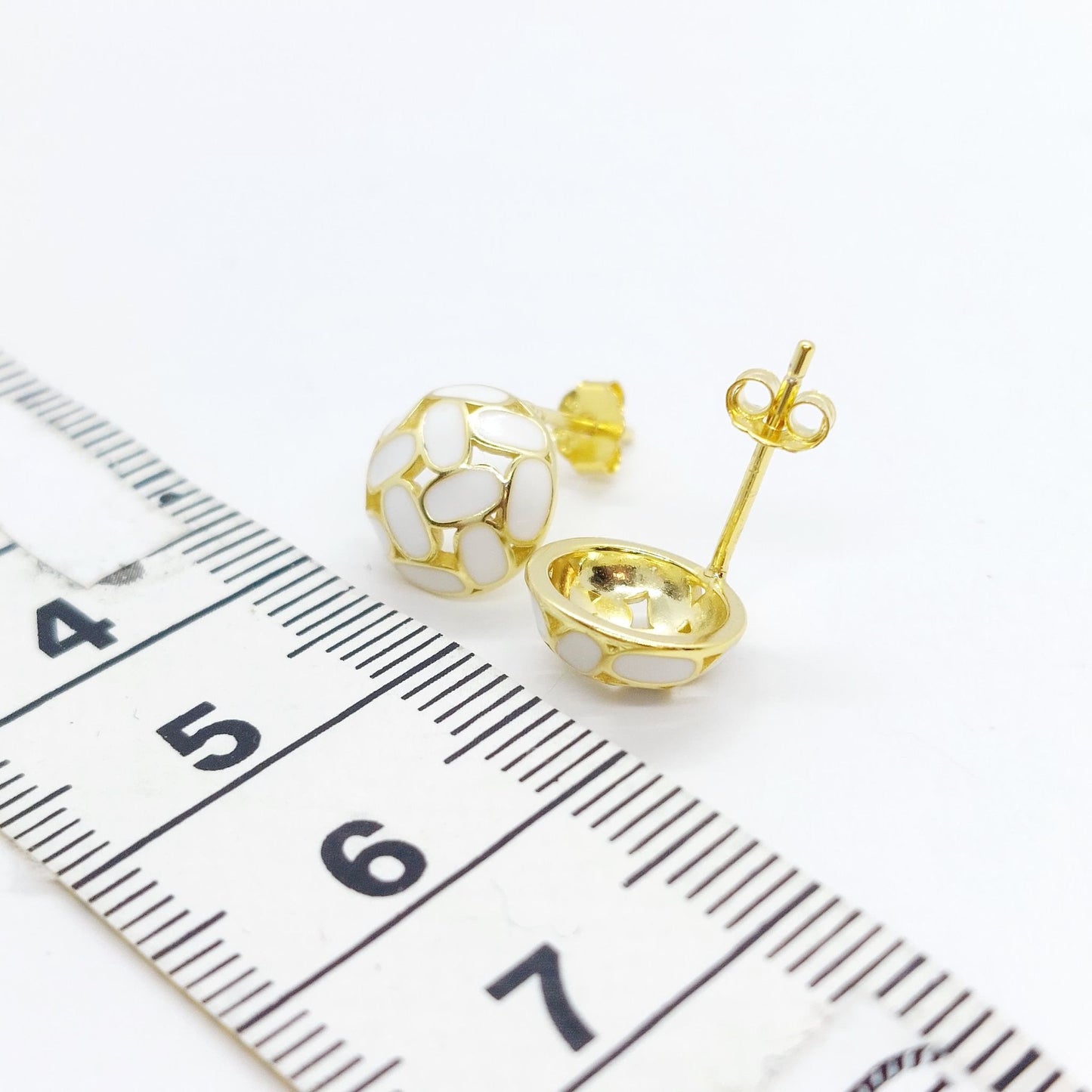 Round Stud Earrings - Sterling Silver Gold Plated