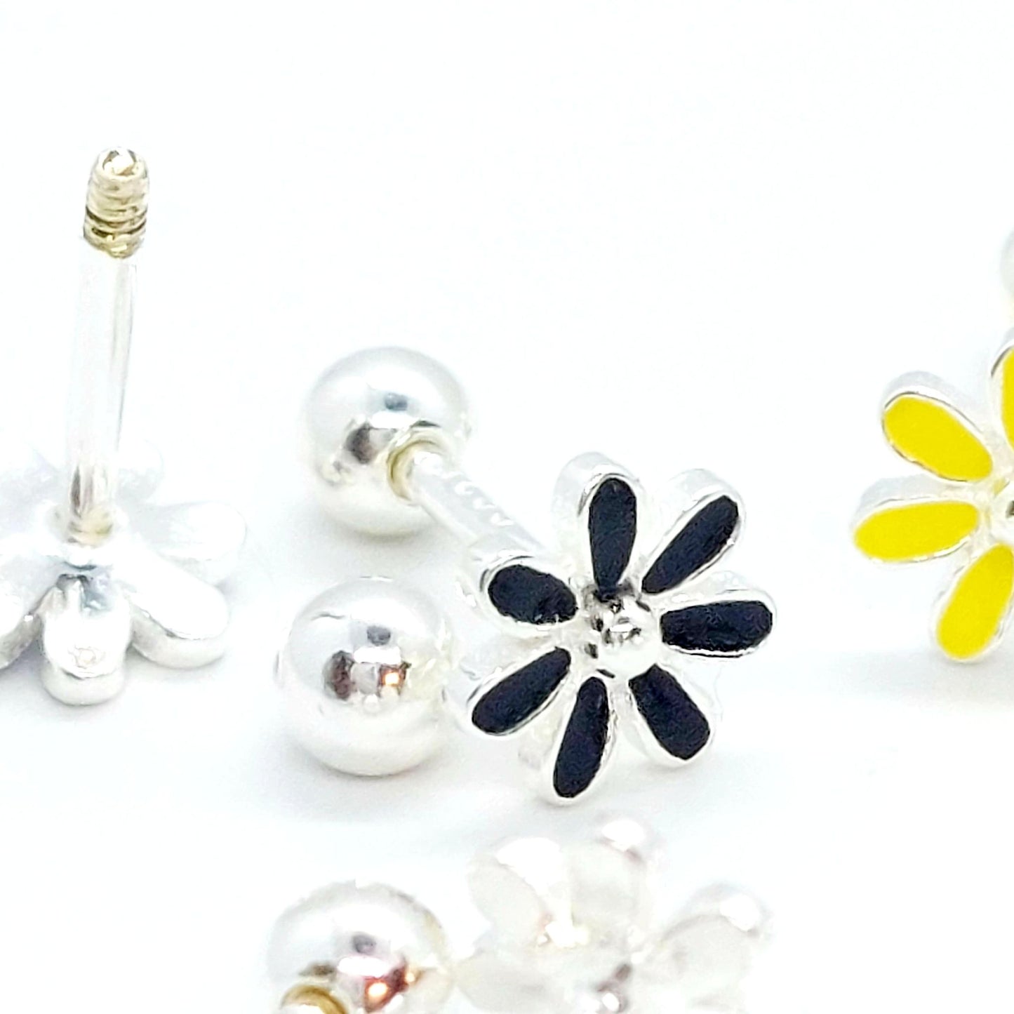 Flower Stud Earrings - Sterling Silver