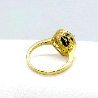 Natural Sapphire Ring in Sterling Silver Gold Plated