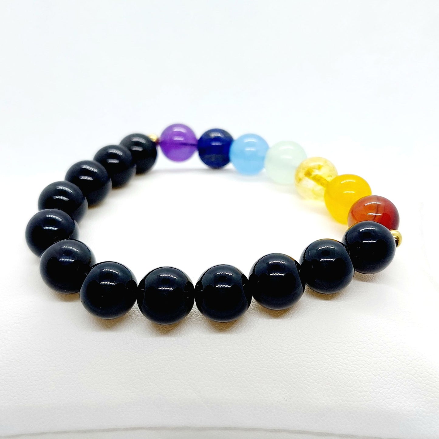 Natural Obsidian with 7 Chakras Bracelet - 10mm