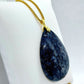 Natural Labradorite Teardrop Pendant - Stainless Steel Gold Plated Necklace Chain