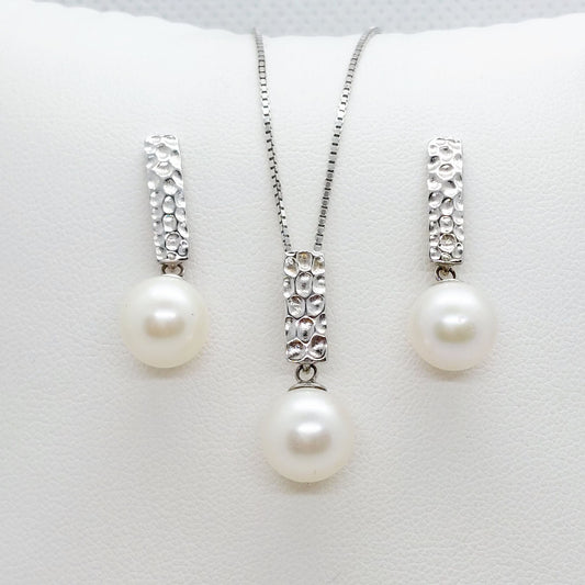 Natural Freshwater Pearl Mini Set - 9mm - Sterling Silver