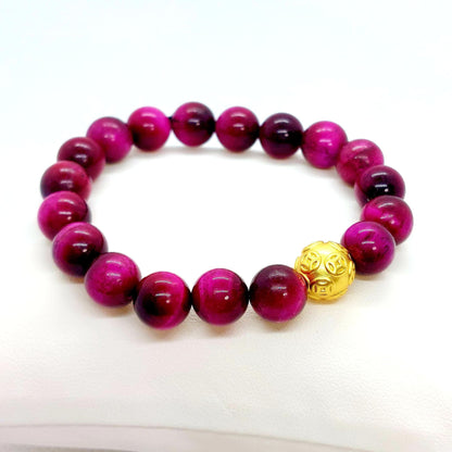 Pink Tiger Eye Bracelet in 10mm Stones