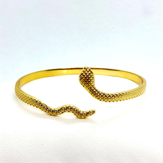 Snake Bangle Bracelet - Stainless Steel Gold Plated