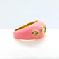Zircon in Pink Enamel Ring - Stainless Steel Gold Plated