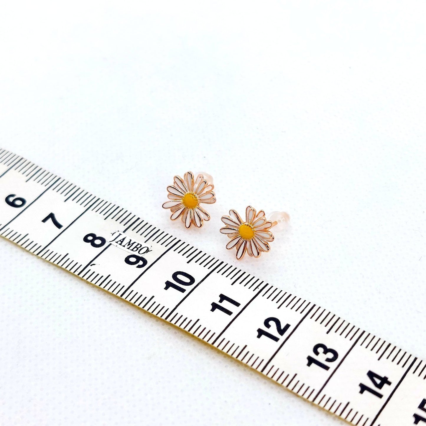 Daisy Flower Stud Earrings - Sterling Silver Rose Gold Plated