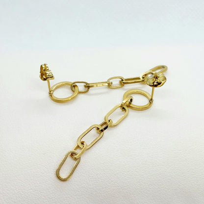 Stainless Steel Dangle Stud Earrings - Gold Plated