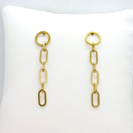 Stainless Steel Dangle Stud Earrings - Gold Plated