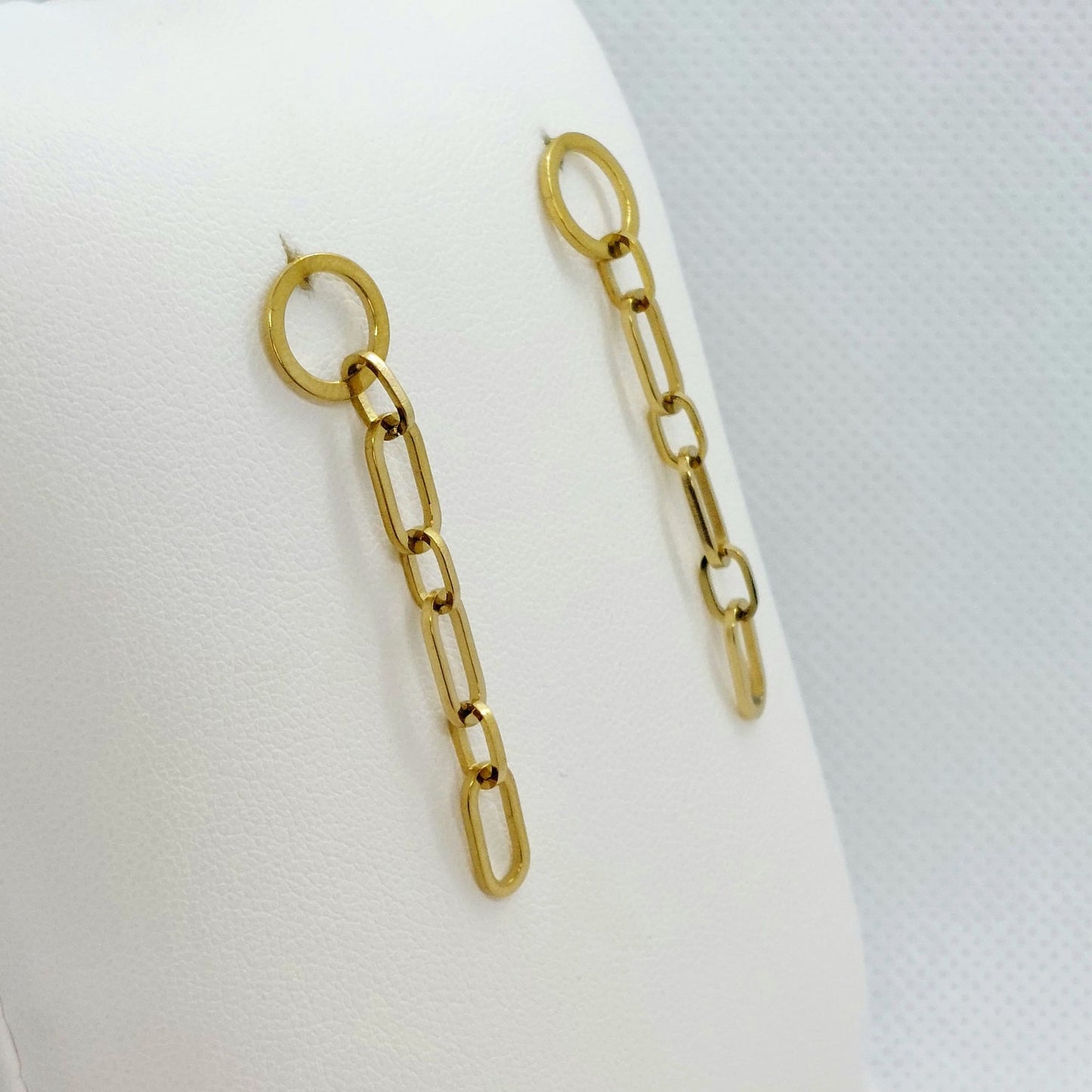 Stainless Steel Dangle Stud Earrings - Gold Plated