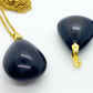 Natural Rainbow Obsidian Stone Pendant - Stainless Steel Gold Plated Chain Necklace