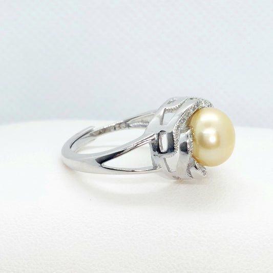 Natural Freshwater Champagne Pearl Ring - Sterling Silver - Resizeable