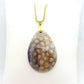 Natural White Chrysantemum Stone Pendant - Stainless Steel Chain Necklace