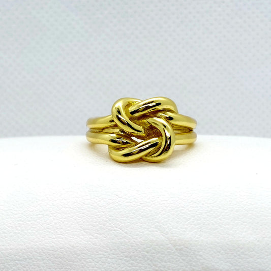 Big Knot Sterling Silver Ring - Resizeable - Gold Plated