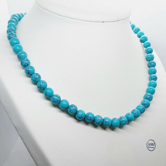 Natural Turquoise Stone Necklace or Bracelet - 8mm