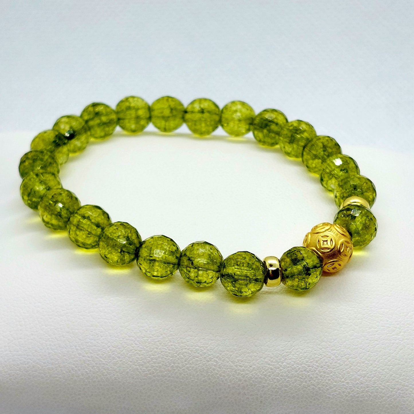 Natural Faceted Peridot Bracelet - 8mm