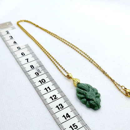 Natural South China Jade Nine Tailed Fox Pendant - Stainless Steel Chain Necklace