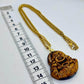 Natural Tiger Eye Laughing Buddha Pendant - Stainless Steel Gold Plated Chain Necklace