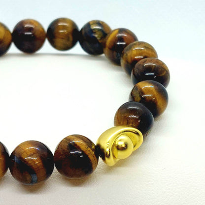 Natural Tiger Eye Money Bag Bracelet - Good Fortune Charm - 10mm
