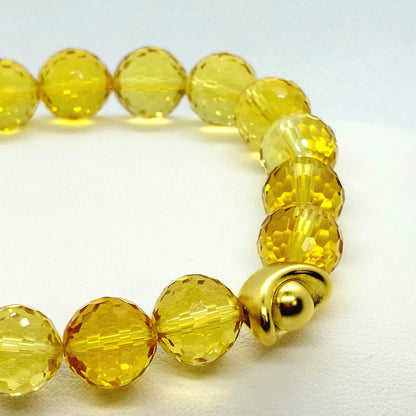 Natural Faceted Citrine Money Bag Bracelet - Good Fortune Charm - 10mm