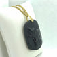 Natural Obsidian Wolf Pendant - Stainless Steel Gold Plated Chain Necklace