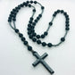 Natural Frosted Onyx & Hematite Rosary Necklace
