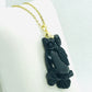 Natural Obsidian Owl Pendant - Stainless Steel Gold Plated Chain Necklace
