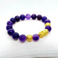 Natural Amethyst Feng Shui Bracelet - Silver Pixiu - 10mm