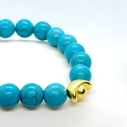 Natural Turquoise Money Bag Bracelet - Good Fortune Charm - 10mm