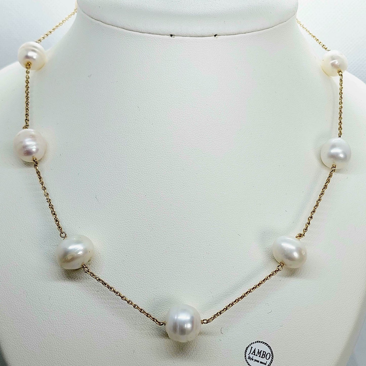 Natural Pearl Jewelry Set - Solid 10K Gold