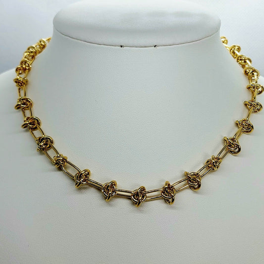 Designer Knot Chain Necklace - Stainless Steel Gold Plated