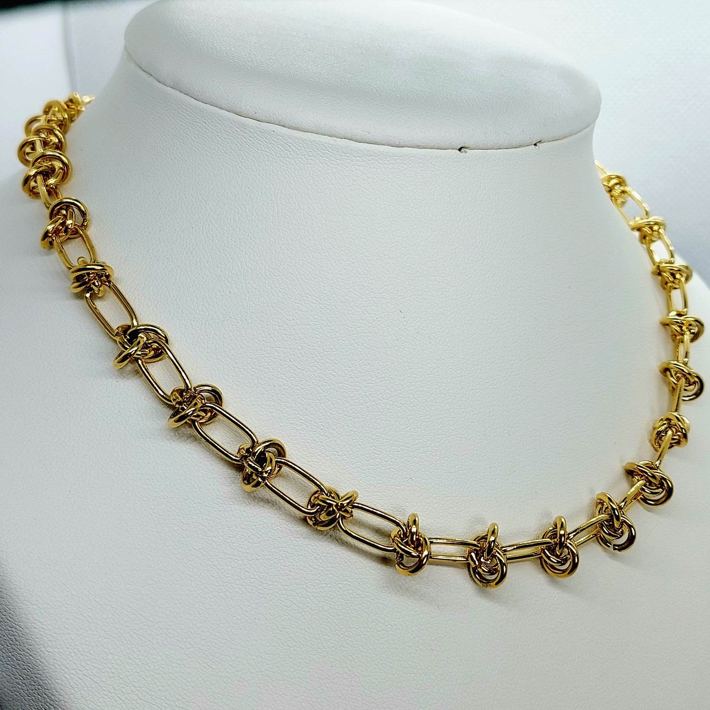 Designer Knot Chain Necklace - Stainless Steel Gold Plated