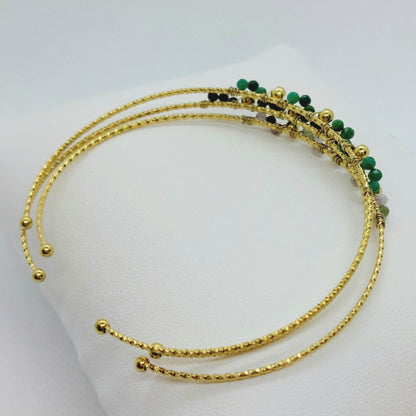 Trio of Boho Style Bangle Bracelets - Zircon & Stainless Steel Gold Plated