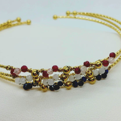 Trio of Boho Style Bangle Bracelets - Zircon & Stainless Steel Gold Plated