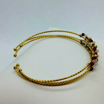 Trio of Boho Style Bangle Bracelets - Zircon & Stainless Steel Gold Plated