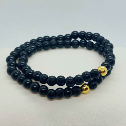 Natural Obsidian Double Bracelet - 6mm