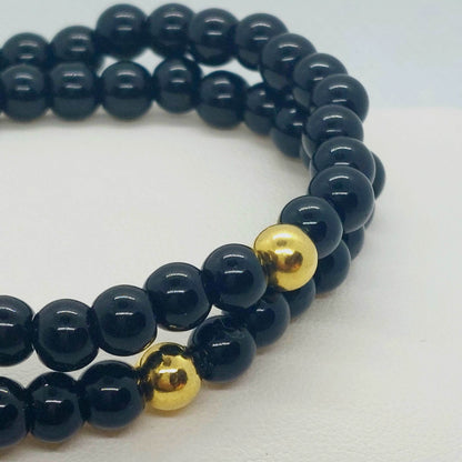 Natural Obsidian Double Bracelet - 6mm