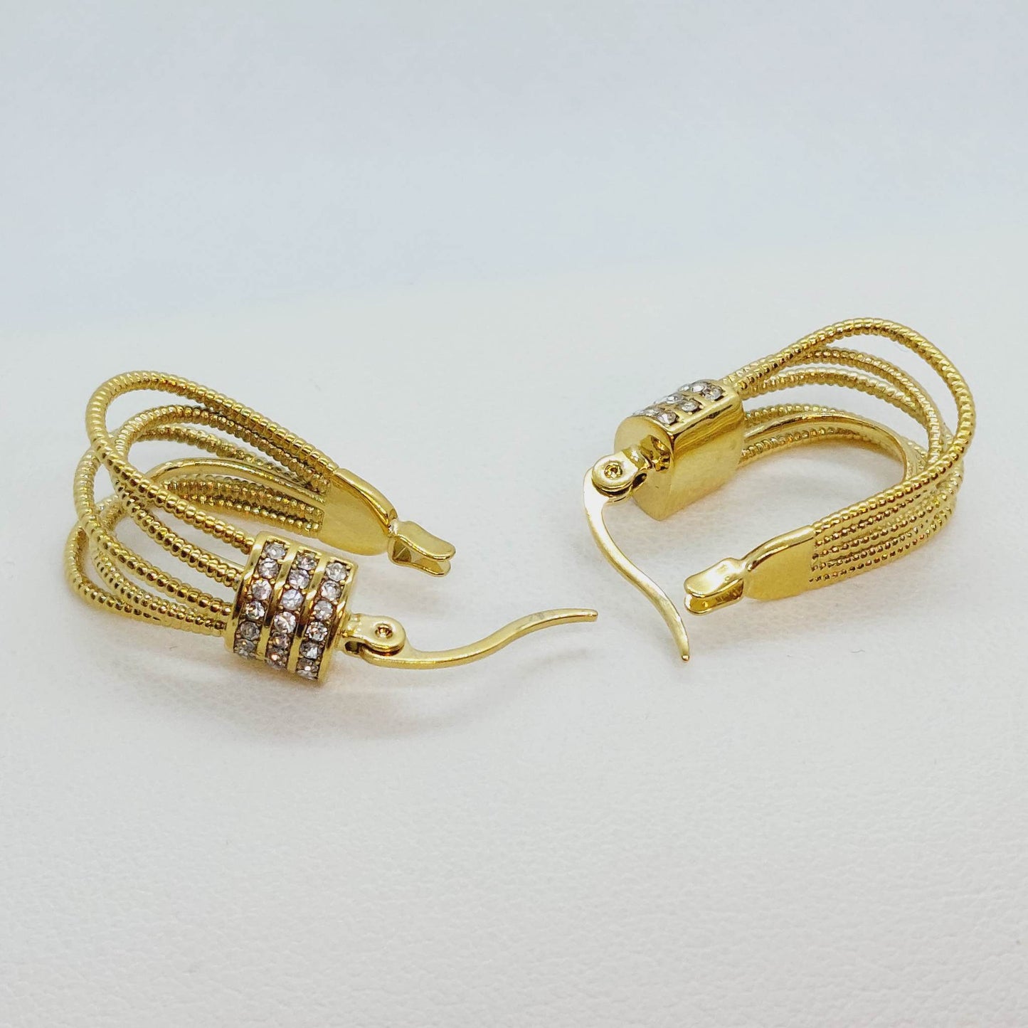 Stainless Steel Gold Plated Earrings with Zircon