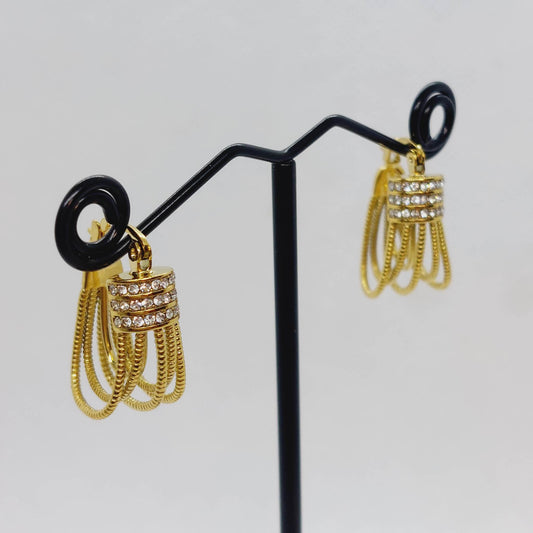 Stainless Steel Gold Plated Earrings with Zircon