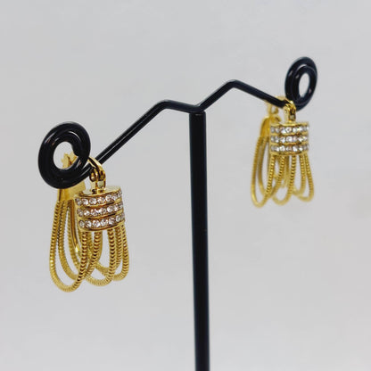 Stainless Steel Gold Plated Earrings with Zircon