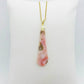 Natural Pink Opal Pendant - Stainless Steel Chain Necklace