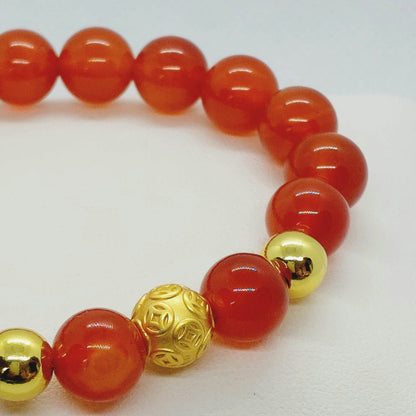 Natural Carnelian Bracelet with 10mm Stones