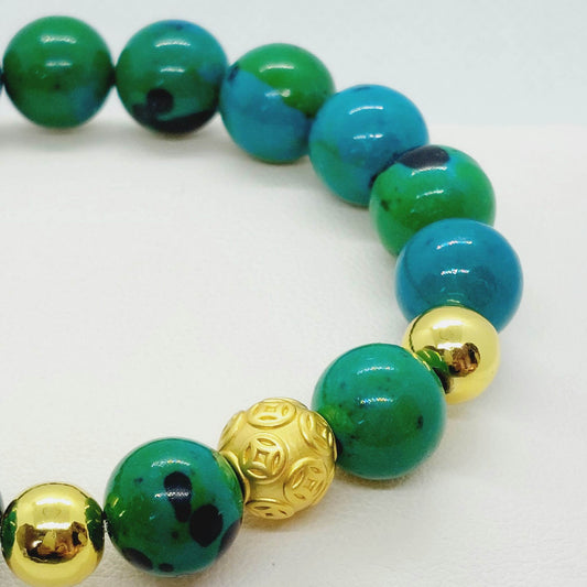 Natural Chrysocolla Bracelet with 10mm Stones
