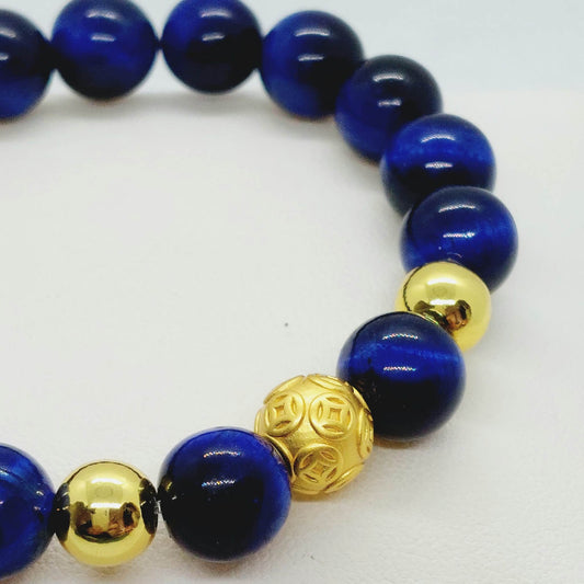 Blue Tiger Eye Bracelet with 10mm Stones