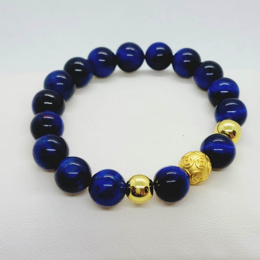 Blue Tiger Eye Bracelet with 10mm Stones