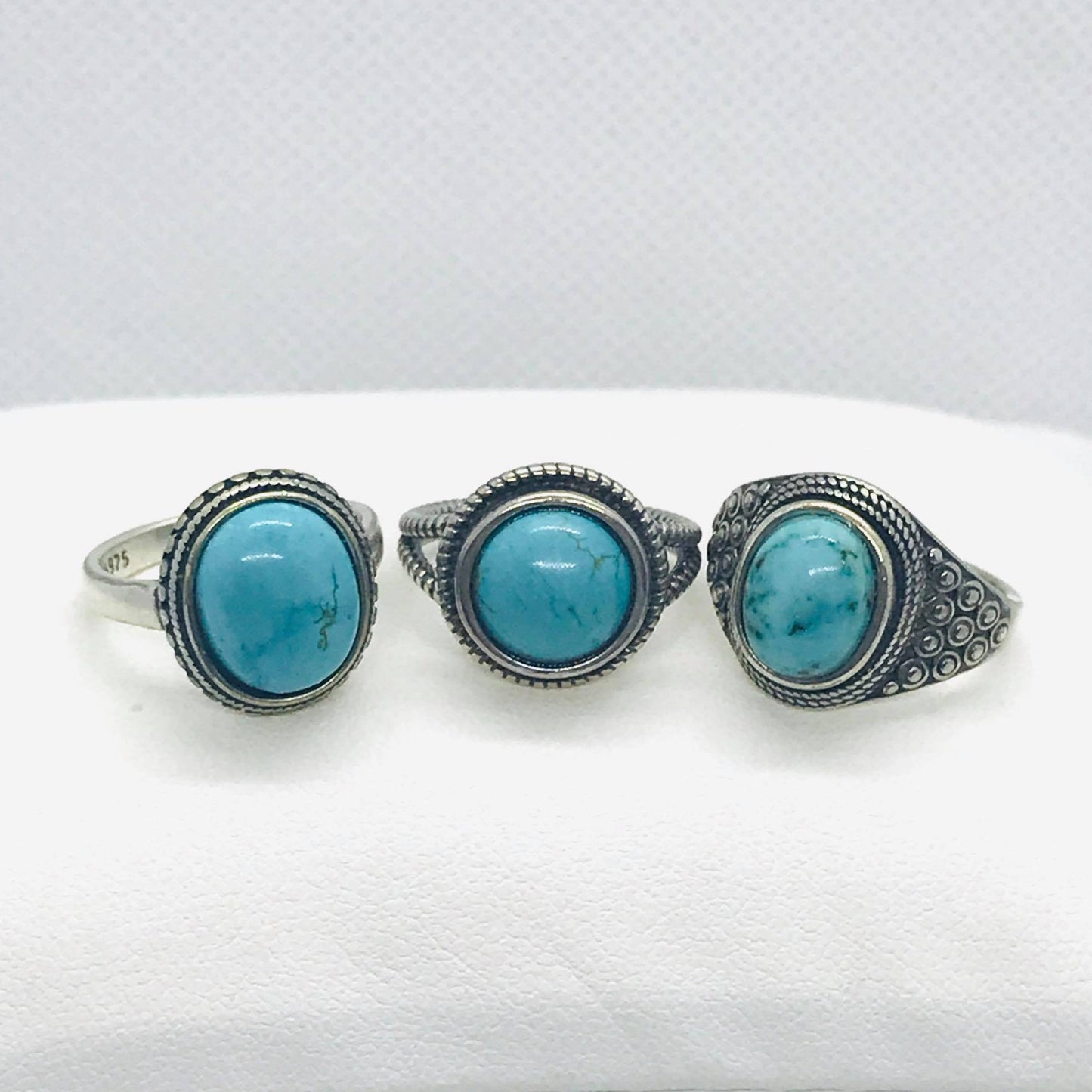 Natural Turquoise Stone Ring - Vintage Style - Sterling Silver