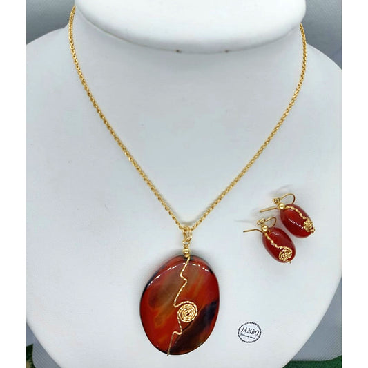Natural Carnelian Stone Mini Set in Solid 10K Gold
